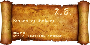 Korponay Bodony névjegykártya